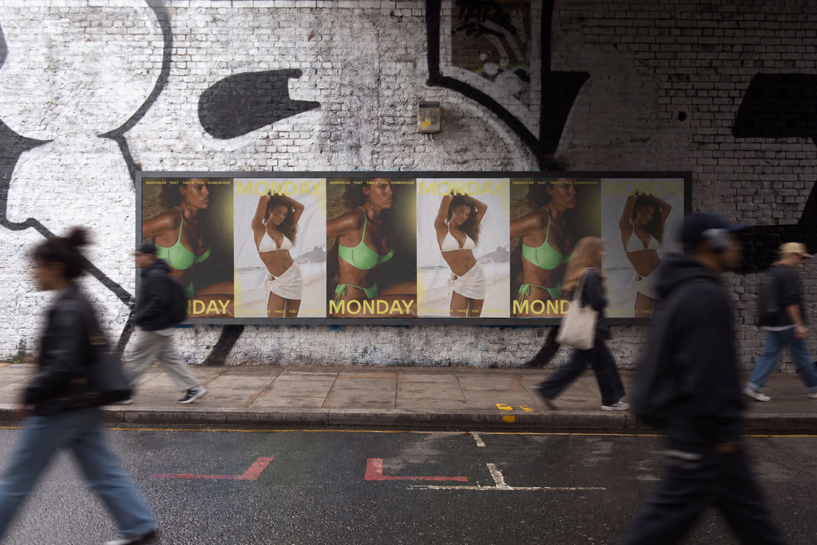 Wheatpasting Philadelphia - wild posting campaign for Monday Swimwear