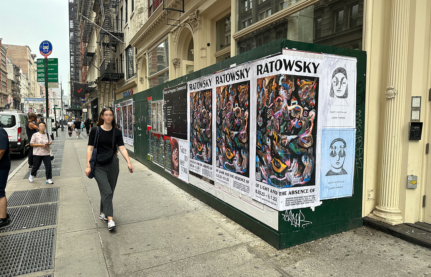Wild posting Philadelphia - street poster campaign for Grason Ratowsky exhibition